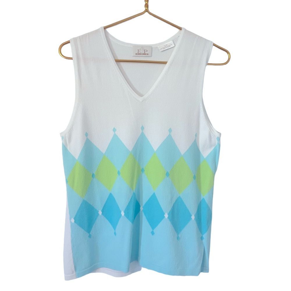 EP Pro Woman’s Gold‎ Argyle Print Tank, Size Large